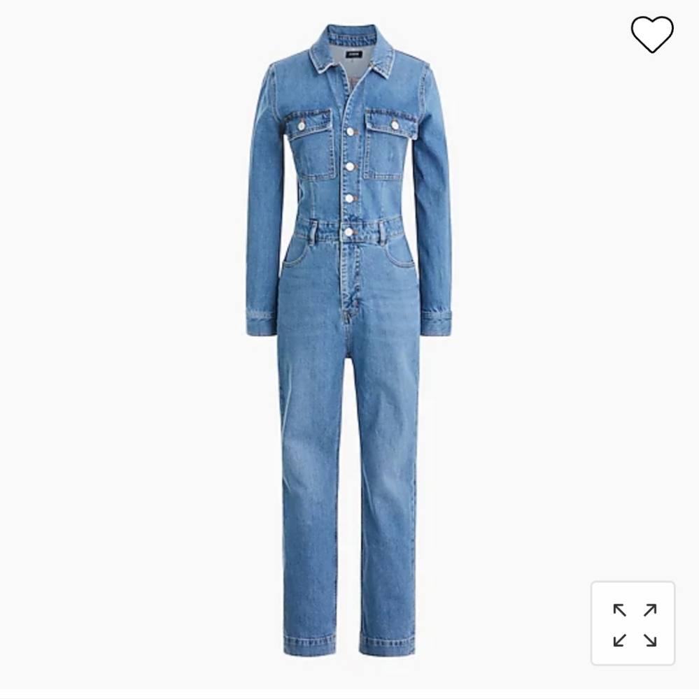 New J Crew Denim Jumpsuit 4 BTS Romper button front zip fly